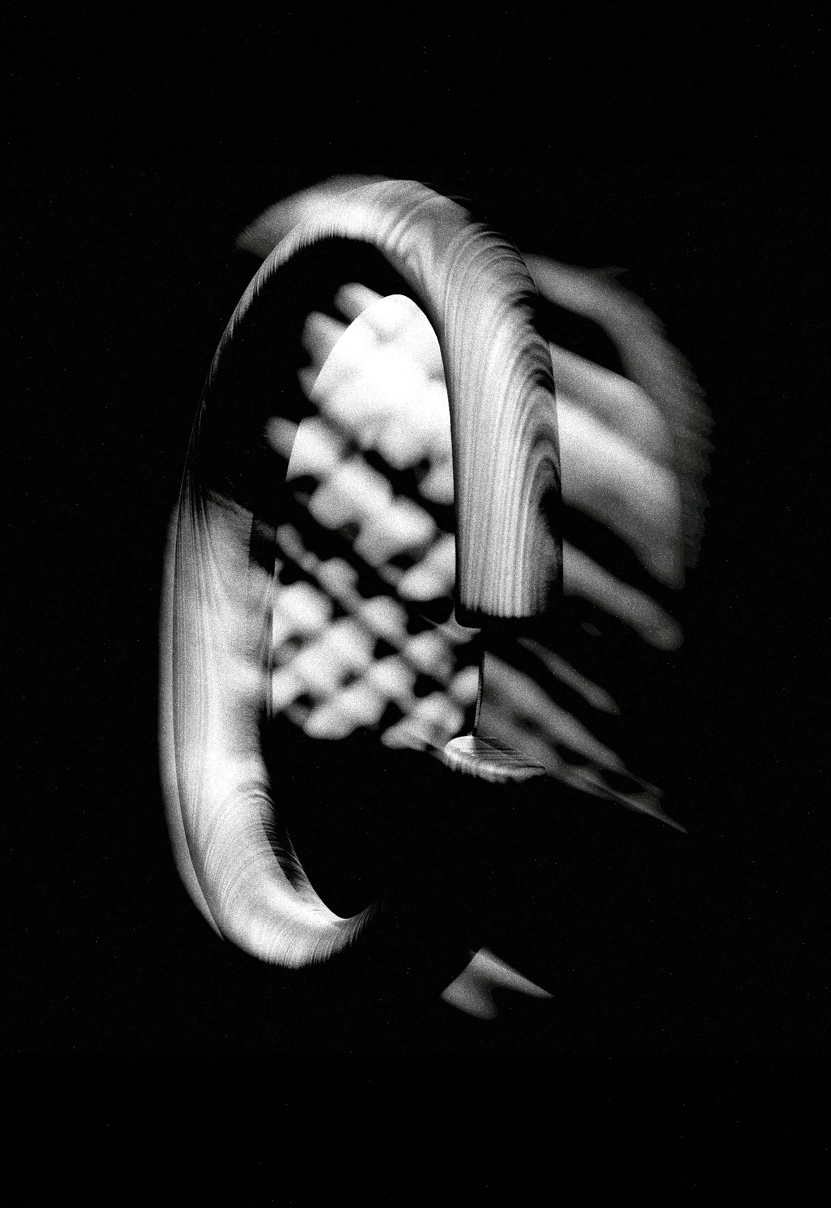 Imagem editorial em preto e branco do Espelho Abraço, da DONÓ Design.